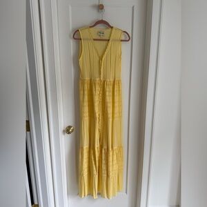 Playa Lucila Sunny Yellow Maxi Dress with Eyelet Detail